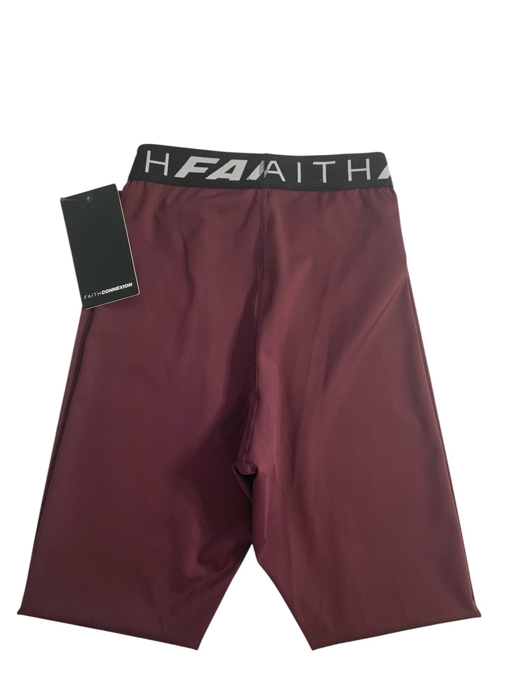 Faith Connexion women Maroon Athletic Shorts with Branded Waistband.